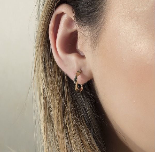 14 Ayar Altın Burgu Halka Küpe