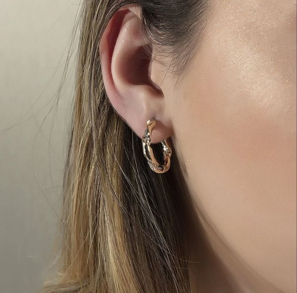 14 Ayar Altın Burgu Halka Küpe