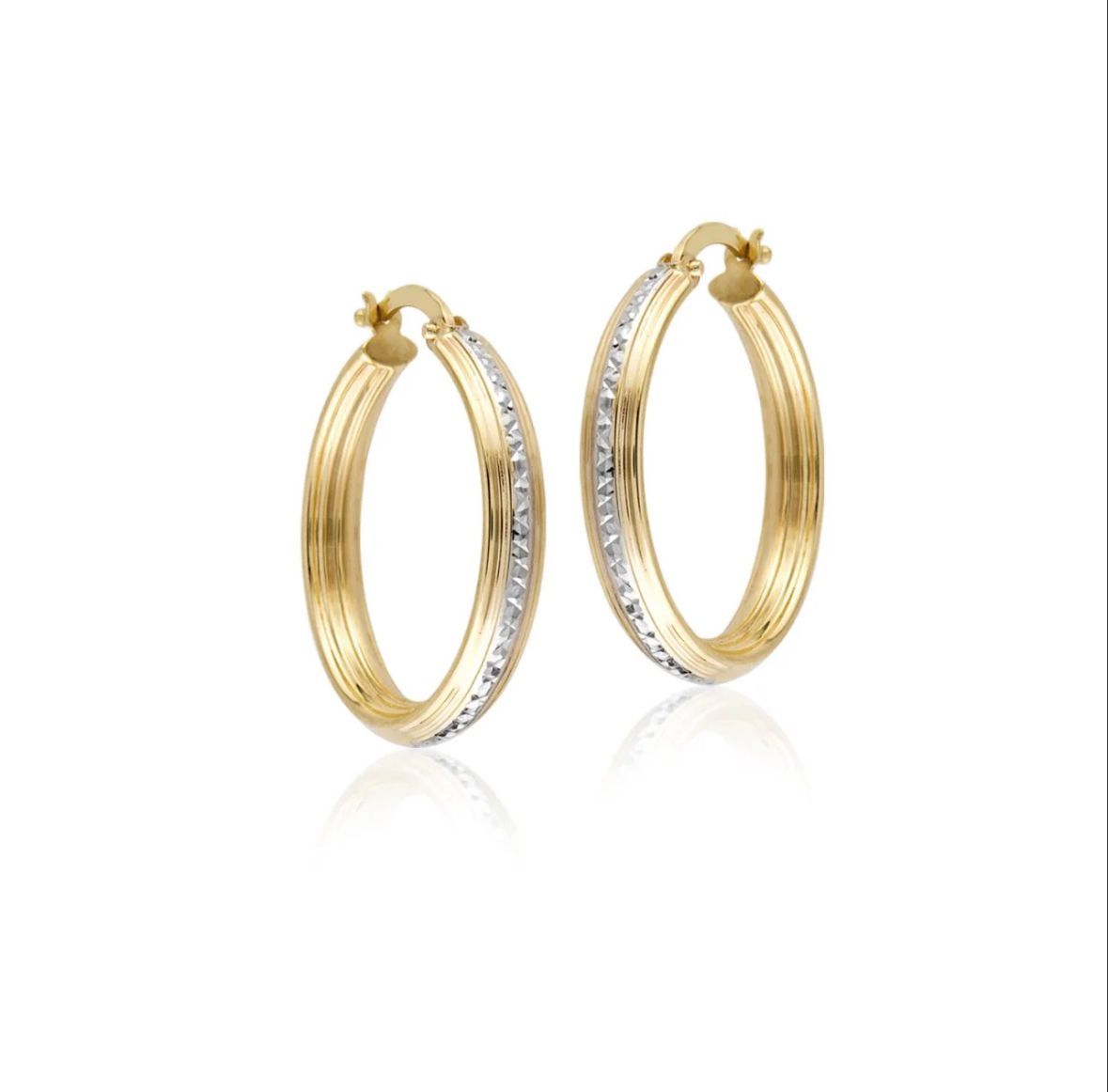 14 Ayar Altın Taşlı Halka Küpe