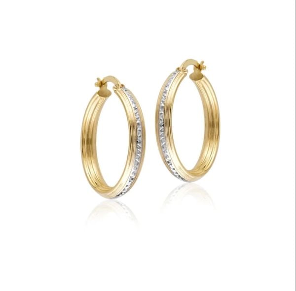 14 Ayar Altın Taşlı Halka Küpe