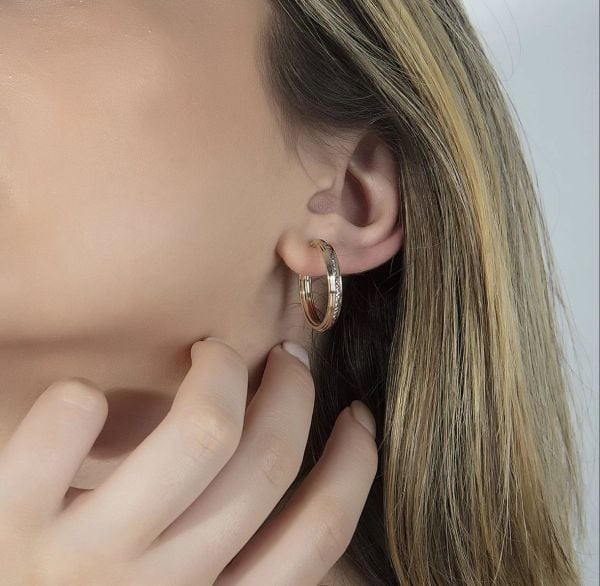 14 Ayar Altın Taşlı Halka Küpe