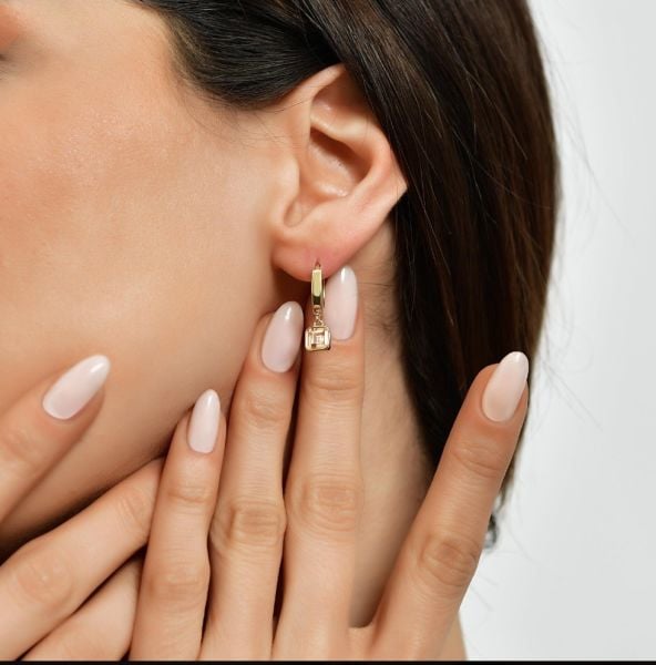 14 Ayar Altın Topaz taşlı Küpe