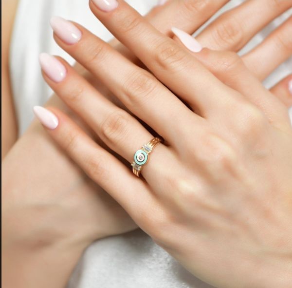 14 Ayar Altın Mineli Tasarım Yüzük