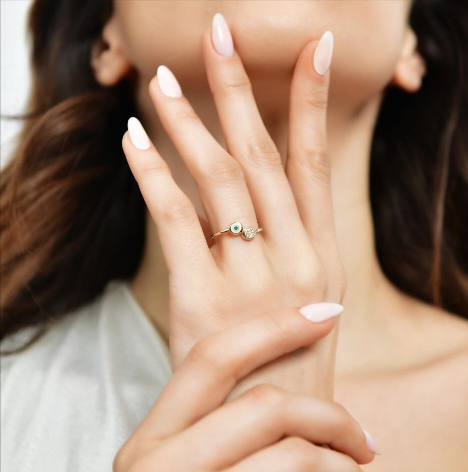 14 Ayar Mineli Tasarım Göz Yüzük