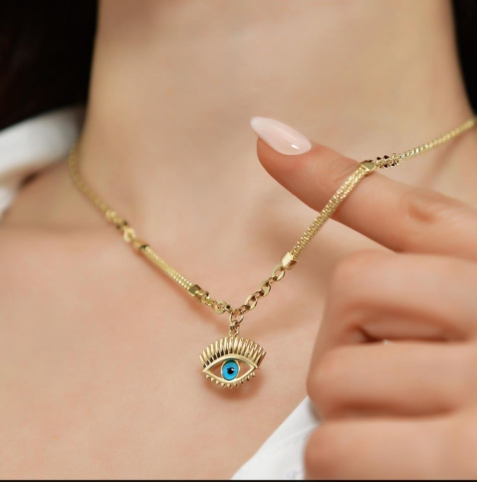 14 Ayar Altın Eyelash Göz kolye