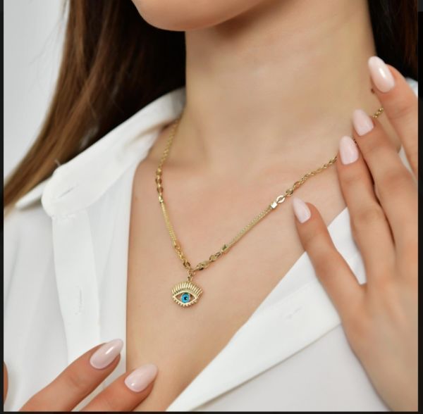 14 Ayar Altın Eyelash Göz kolye