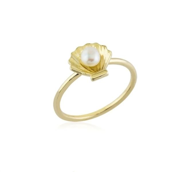 Altın incili Oyster yüzük