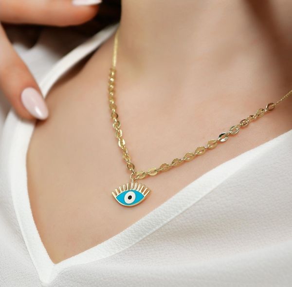 Altın Mineli Kirpikli kolye