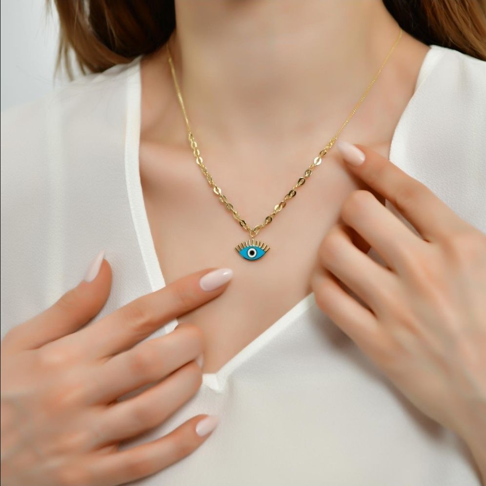 Altın Mineli Kirpikli kolye