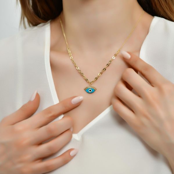 Altın Mineli Kirpikli kolye