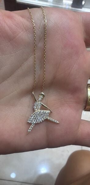 Balerin Kız Taşlı Kolye