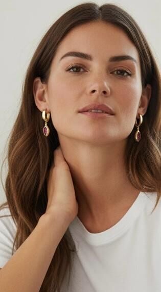 Sallantılı Pembe Taşlı Küpe