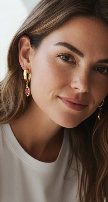 Sallantılı Pembe Taşlı Küpe