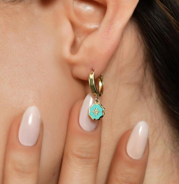 Mineli Taşlı Küpe