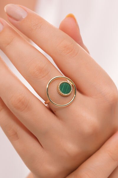 14 Ayar Cırcle of Eden Malahit Yüzük