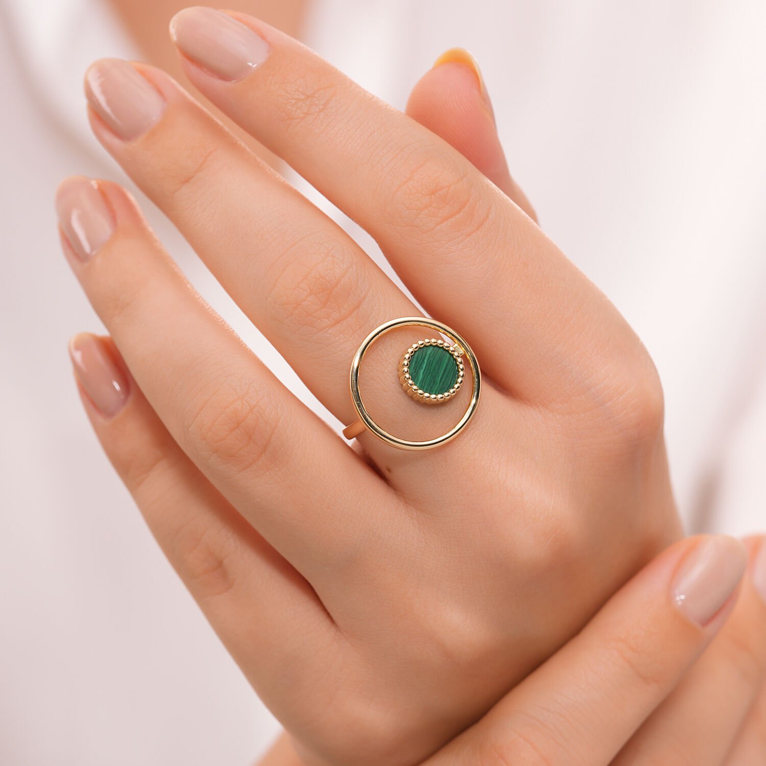 14 Ayar Cırcle of Eden Malahit Yüzük