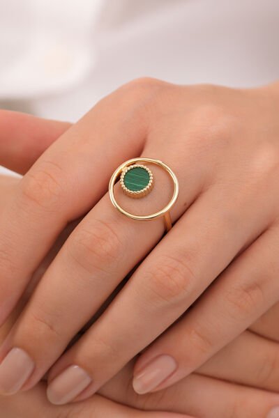 14 Ayar Cırcle of Eden Malahit Yüzük