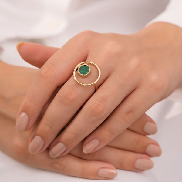 14 Ayar Cırcle of Eden Malahit Yüzük