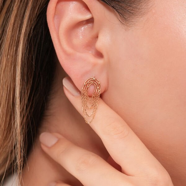 14 Ayar Luna Chan  Rose Tasarım Küpe