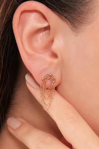 14 Ayar Luna Chan  Rose Tasarım Küpe