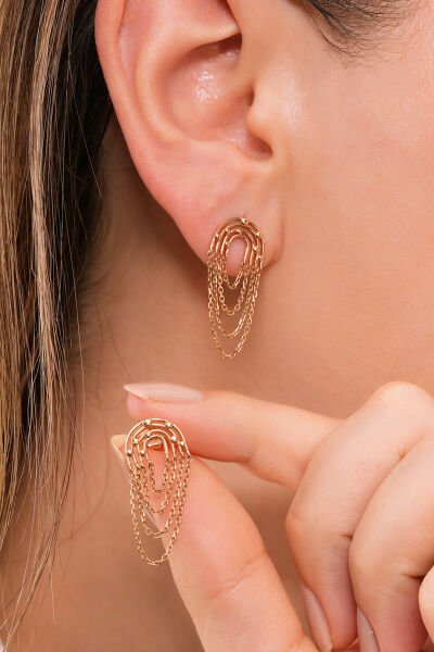 14 Ayar Luna Chan  Rose Tasarım Küpe