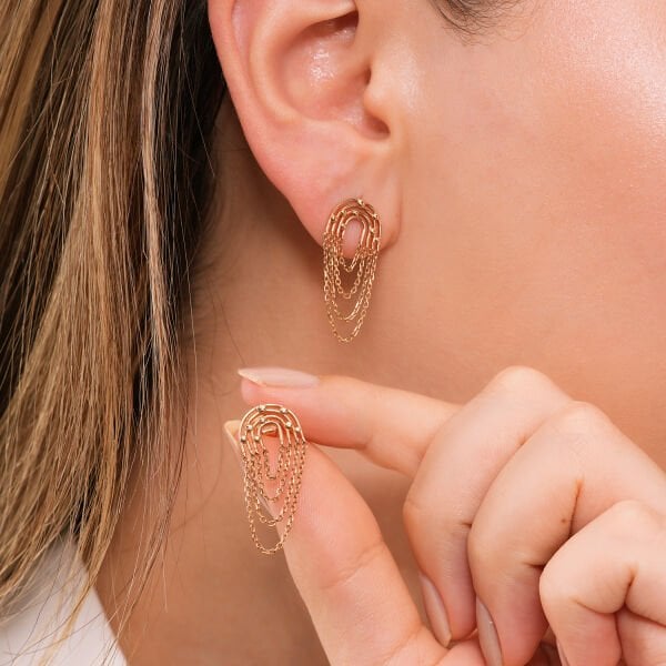 14 Ayar Luna Chan  Rose Tasarım Küpe