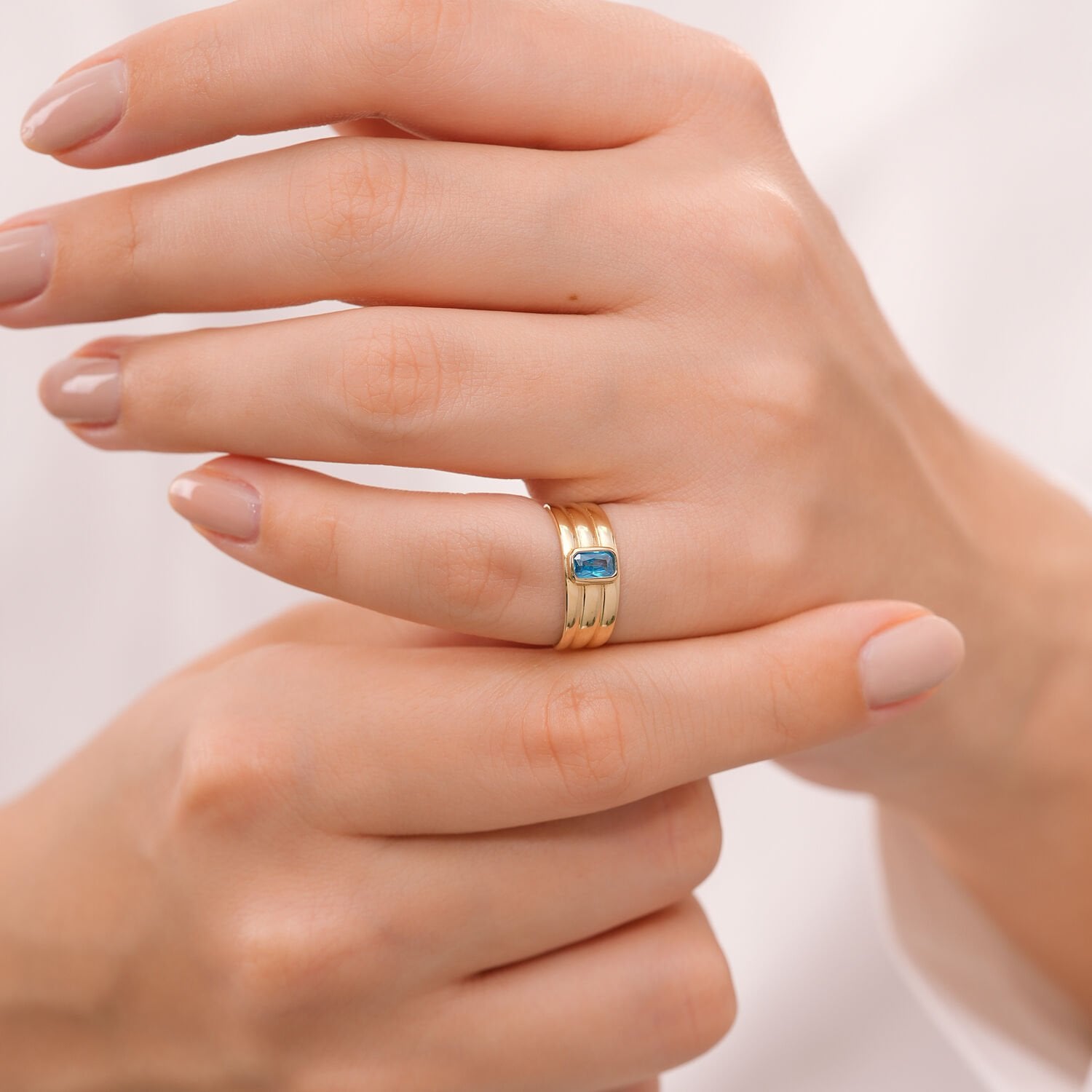 14 Ayar Blue Horizon Şovalye Yüzük