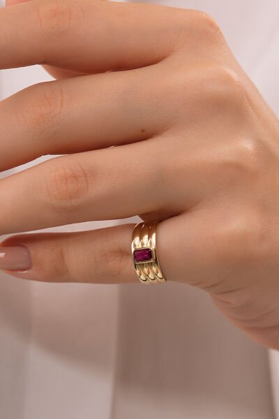 14 Ayar Pink Aura Şovalye Yüzük