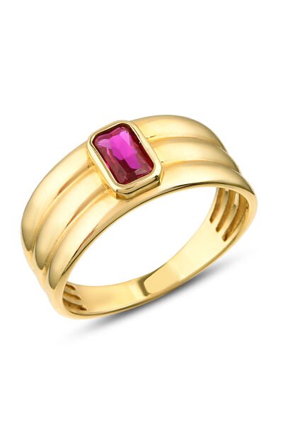 14 Ayar Pink Aura Şovalye Yüzük