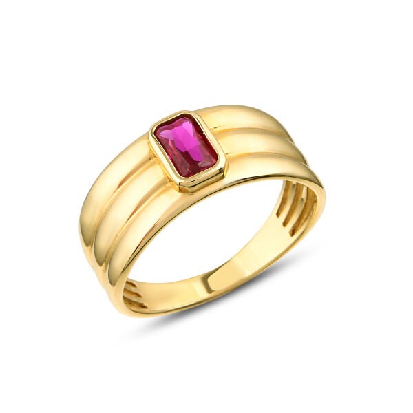 14 Ayar Pink Aura Şovalye Yüzük