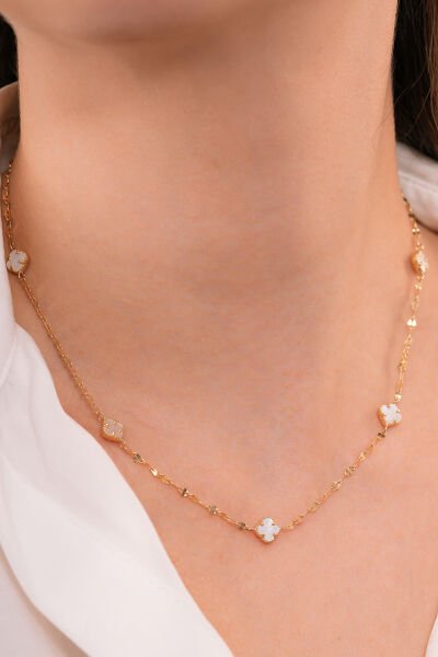 14 Ayar  Pearl  Clover  Yonca Kolye