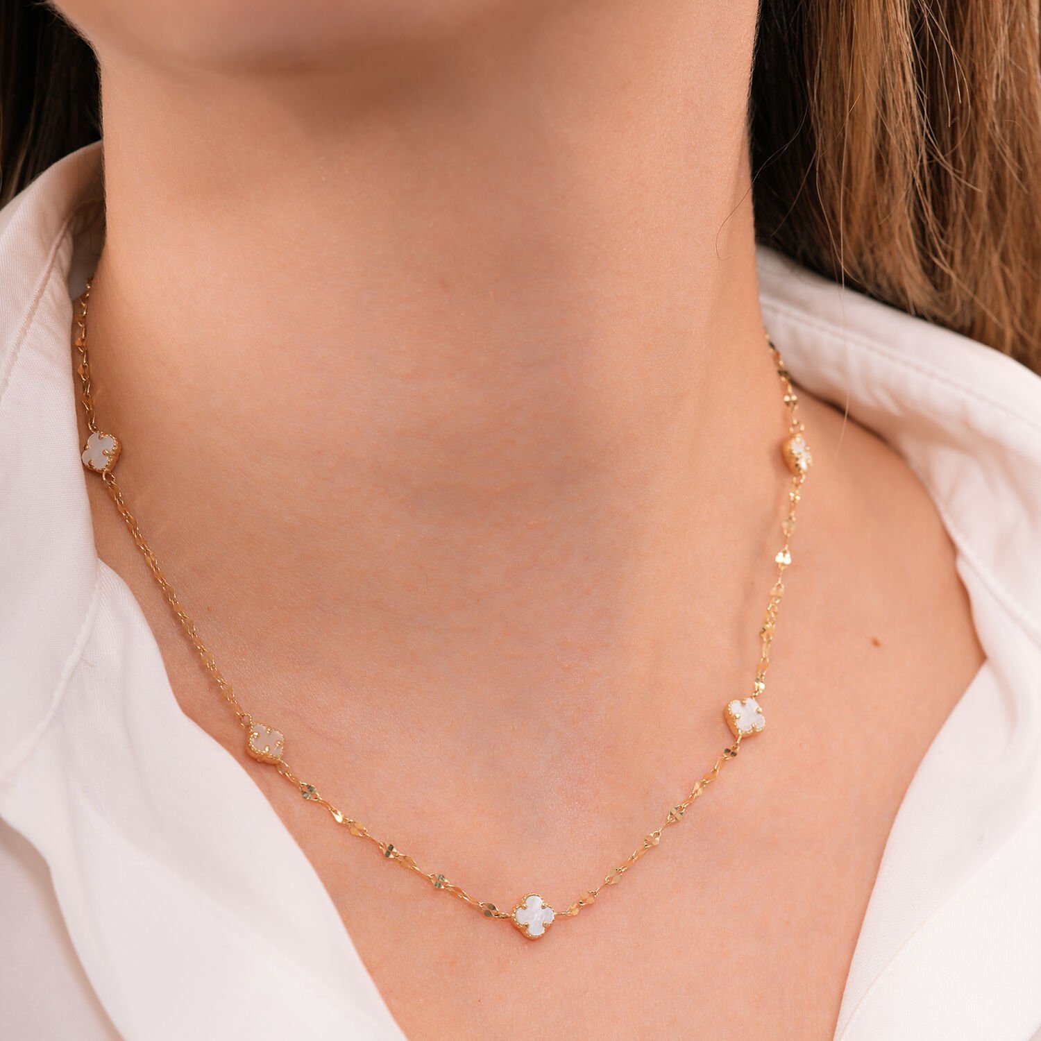 14 Ayar  Pearl  Clover  Yonca Kolye