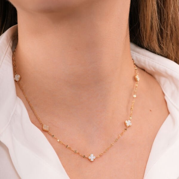 14 Ayar  Pearl  Clover  Yonca Kolye