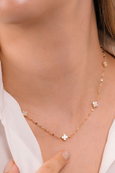 14 Ayar  Pearl  Clover  Yonca Kolye