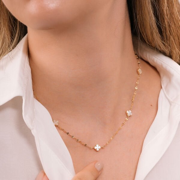 14 Ayar  Pearl  Clover  Yonca Kolye