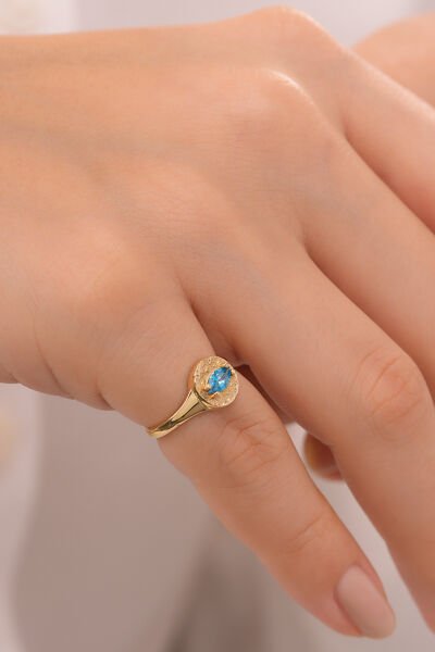 14 Ayar Blue Whısper Şovalye Yüzük