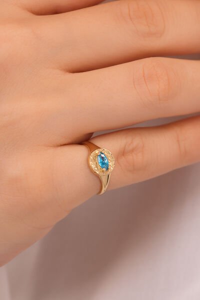 14 Ayar Blue Whısper Şovalye Yüzük