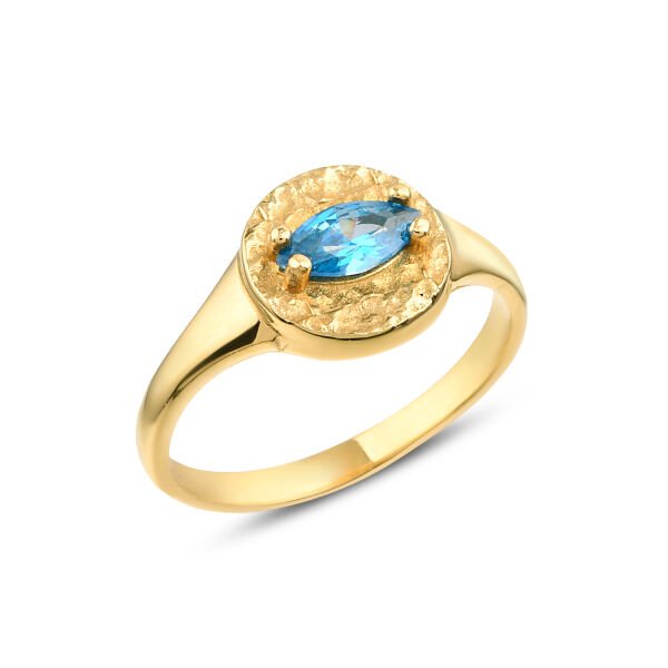 14 Ayar Blue Whısper Şovalye Yüzük