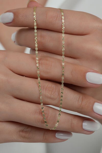 14 Ayar Tasarım Ezme Altın Zincir