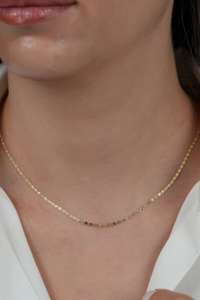 14 Ayar Tasarım Ezme Altın Zincir